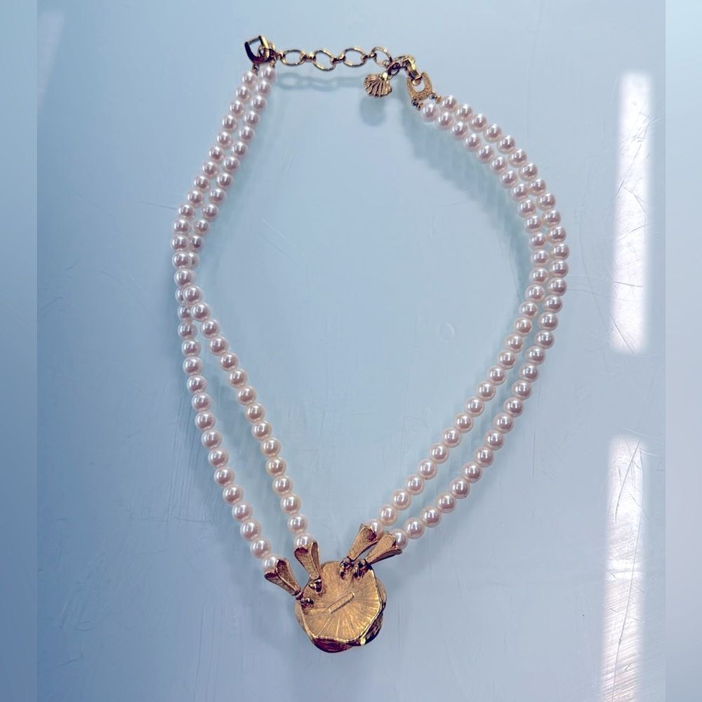 Vintage Richelieu Faux Pearl Rhinestone Necklace 18 inches - Picture 5 of 9